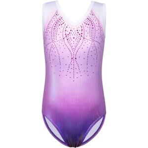 Gymnastics Dance Leotard BAOHULU Purple Large Child Metallic Acro Lycra Rhinest